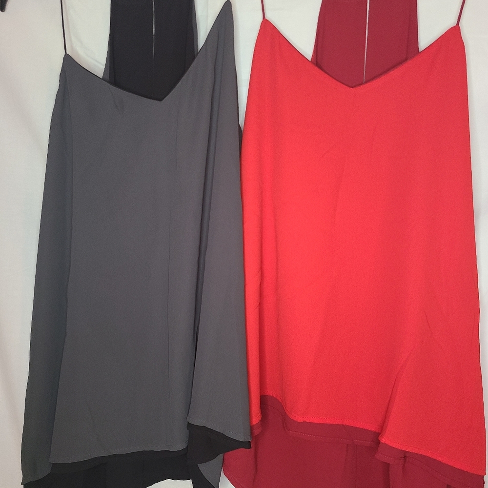 2 Express Reversible Red/Maroon & 1 Black/Grey Tank Top Size Large
